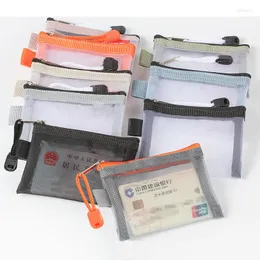 Aufbewahrungsbeutel Mini-transparente Nylon-Mesh-Kartentasche Kredit-ID-Organizer, tragbare Geldbörse, Lippenstift, Kopfhörer, Datenleitungsschlüssel