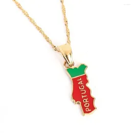 Pendant Necklaces Trendy Portugal Map Necklace Flag Gold Color Portuguese PRT For Women Girl Jewelry