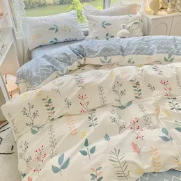 Set di biancheria da letto Ins Set di fiori Semplice lenzuolo piatto Copripiumino Twin Full Queen Nordic Linen Boy Girl Linenss 231118