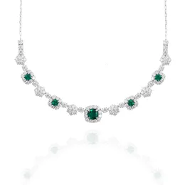 Anpassa Emerald Diamond Pendant 14k Solid White Gold Jewelry Par Necklace For Ladies Gift Wholesale Price