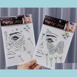 Parti Dekorasyon Yüzü Gems Geçici Dövme Stickers Kendinden Yapışkan Akrilik Kristal Vücut Glitter Sticker DIY Sanat Mücevherleri Rhinestone Fo DHDHX