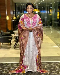 Etniska kläder 2023 Luxury African Sequin Dress for Women Elegant Lady Wedding Evening Party Dresses Kaftan Robe Eid Islamic Mulsim Abaya