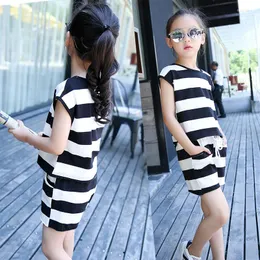 Clothing Sets Children's Wear Girls Summer Style Sleeveless Shorts Set Stripe Five Point Pants Casual Sports Suit