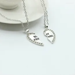 Chains 2 Pcs/ Set Fashion Friends Honey Love Couple Pendant Necklace Broken Sweater Chain Heart Choker Gift Friendship Jewelry
