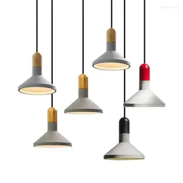 Pendant Lamps Nordic Industrial Wind Bar Chandelier Art Coffee Restaurant Personality Creative Studio Cement Wood