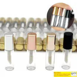 Tubos de lipgles de plástico transparentes Bottles de embalagem Batom de tubo labial Mini Amostra de recipiente cosmético com tampa de ouro rosa