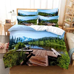 Sängkläder sätter vackra landskap sängkläder duvetcover2pcs kudde comforter bomull eu king 240x220 cm Nordamerika quiltning