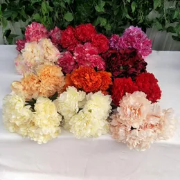 Decorative Flowers Artificial Plants Rose Red Blue Five Head Super Large Peony Home Garden Decorate