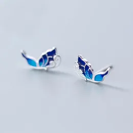 أقراط مسمار MloveAcc Blue Butterfly M0 925 Sterling Silver Jewelry Women Pendientes Brincos de Prata