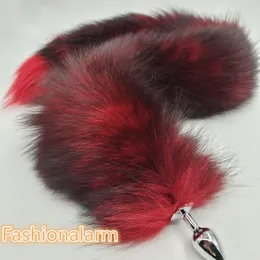 70 cm/27,5 "- Red Real Fox Fur Tail Plug