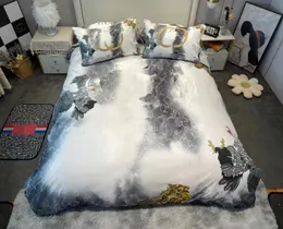 4pcs 스프링 디자이너 침대 이불 세트 세트 침구 세트 Tencel Duvet Sheet Beddings 세트 퀼트 덮개 베개 케이스 4693369