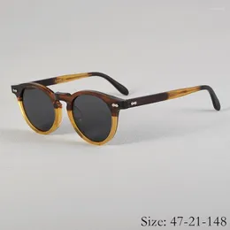 Sunglasses Vintage Fashion Pilot TVR505 Color Matched Thick Acetate Frame Retro Round UV400 Polarized Lens Women Man Top Quality