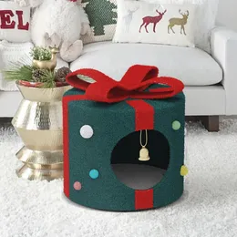 Kennels Pens Christmas Cat's Nest Kış Sıcak Yarı Kapalı Güvenlik 231118