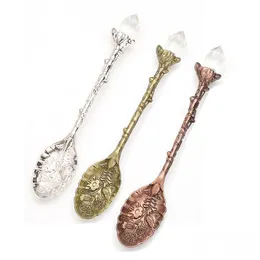 Skedar Retro Crystal Spoon Alloy Kitchen Tabellerishushåll Kaffe 11x1.9cm Drop Delivery Home Garden Dining Bar Flatware DHGARDEN DHBDL