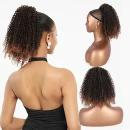 Short Afro Puff Hair Synthetic Ponytail Hair Extensions Short Drawstring Afro Kinky Curly Ponytail Hairpiece
