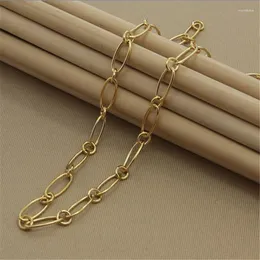 Chains Fashion 925 Sterling Silver Necklace Paper Clip Plating 24K Gold For Women & Men Party Charm Jewelry Gifts