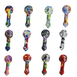 pipe disposable shisha vape pen Colorful Bubbler Silicone Tobacco Smoking Hand Pipes 108 Mm Water Pipe Hookah Bong dab rig