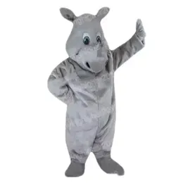 Simulazione Costume da mascotte rinoceronte grigio Formato adulto Cartone animato Personaggio a tema Anime Carnevale per uomo Donna Halloween Natale Fancy Party Dress