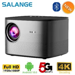 Projectors Salange Full HD Projector 5G WIFI Bluetooth 350Ansi 200" Display Digital Focus 1920*1080P Android 4K F18 Home Theater W0419