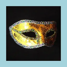 Party Masks New Mask Women Y Hallowmas Venetian Masquerade Light Plating Ball Exquisite Man Christmas Gift 20pcs/Lot Drop Delivery H DHBB7