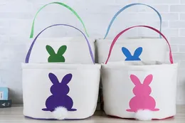 1PCS Easter Rabbit Basket Bags Borny Rabbit Printed Canvas Tote Bag Egg Candies Kosze 4 kolory 1150535