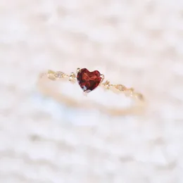 Band Rings ZHOUYANG Cute Dainty Rings for Women Red Zircon Tiny Heart Jewelry Korean Accessories Wedding Gifts Girlfriend Wholesale KAR272