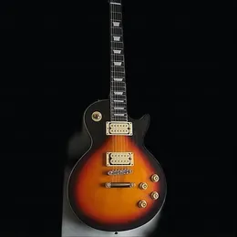 Niestandardowa gitara elektryczna, złoty sprzęt, podstrunnica z drzewa różanego, tytoniowy klonowy top, solidna mahoniowa gitara body 258