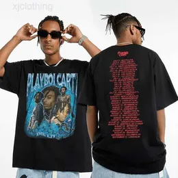 Rap Playboi Carti European and American Streets Vintage Hiphop Tshirt Men Men krótkie rękawa bawełna