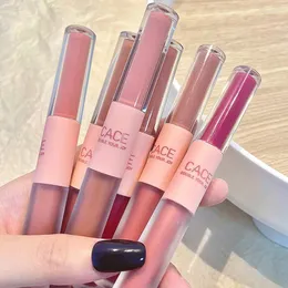 Lip Gloss 6Color Double Head Lipgloss Veludo Matte Maquiagem Branqueamento Cosmético Longo Dipernizante