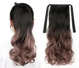Tie On Fluffy Wavy Ponytail Heat Resistant Synthetic Hair Extension Fashion Ombre Wavy 20"