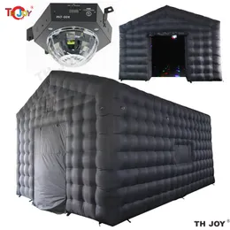 Utomhusaktiviteter Giant Custom Portable Black Inflatable Nightclub Cube Party Bar Tent Disco Lighting Night Club för Party Wedding Event med Flower