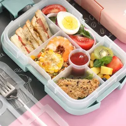 Zestawy naczyń stołowych bento pudełko antykipowe lunch maluch z 6 komórek 920 ml proste dzieci studenci kontener do biura domowego WXV