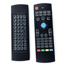 MX3 Bakgrundsbelysning Trådlöst tangentbord med IR -lärande 2.4G Wireless Remote Control Fly Air Mouse LED Backbelt handhållare för Android TV -låda