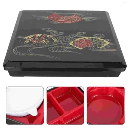 Servis uppsättningar Box Bento Japanese Lunch Sushi Container Tray Holder Lackered Servering Boxes Nuttrar Platter Meal Kids Containrar