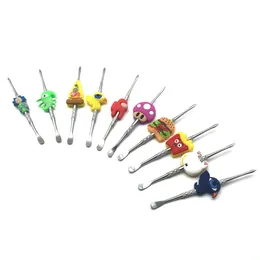 Курение Accesrioes Силиконовый мультфильм Dab Tool Metal Dabber Tool Dry Herb Wax Tool