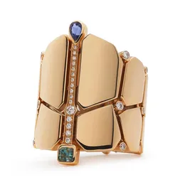 Kadın tasarımcı çift için H halkası Altın kaplama 18K elmas T0P Gelişmiş Malzemeler resmi reprodüksiyonlar marka tasarımcısı moda takı zarif hediye 023