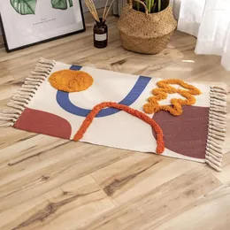 Mattor Nordisk stil vävd bomull och linne mattan tatami matta vardagsrum bäddsoffa fotkudde lång butik lyx 60x90 cm