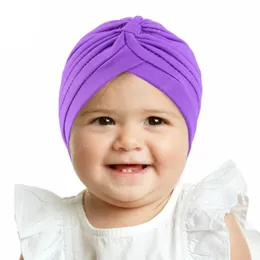 Söt solid färg baby flickor turban hattar mode barnhuven kepsar barn huvudbonad stretch huvud wrap present hårtillbehör