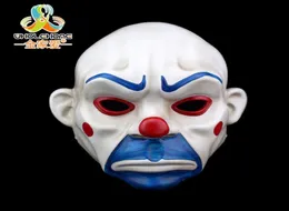 Adulto palhaço palhaço banco ladrão máscara cavaleiro escuro traje halloween masquerade festa fantasia máscara de resina 9082091