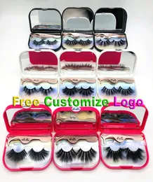 25 mm lång 3D -minkögonfransar privat etikett Logo Mink Eyelash Extensions Dramatiska tjocka minkfransar Cruelty Fluffy Natural Fal2890914