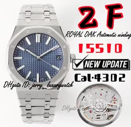 ZF Luxury Men's Watch 15510 Full Series 50th Anniversary 41 мм All-In-One Cal.4302 Механическое движение. Мелкая земля 316L стальной корпус, синий ремешок