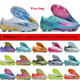 Skicka väska fotbollsstövlar Mens X Speedportal FG Soccer Cleats Plating Sole Knit Shoes Scarpe Calcio Breattable Outdoor World Cup SpeedPorta Crazyfast Crazylight