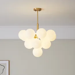 Luz lustre de luxo pós-moderno e minimalista estilo nórdico italiano sala estar jantar quarto bola vidro lâmpada molecular