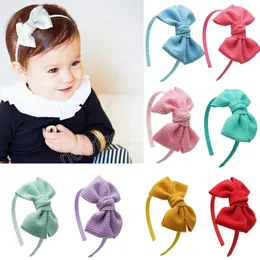 4.5 Inches Baby Girl Solid Color Handmade Bowknot Hair Hoop Cute Princess Elastic Hairband Kid Accessories Birthday Gift