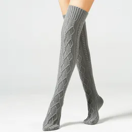 Sexy Socks Winter Women Knee Ladies Thigh High Stockings Girls Warm House Floor Long Knitting Wool Over 230419