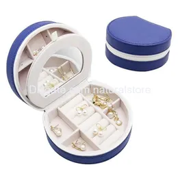 Jóias Jóias Organizador de Caixa Portátil PU Jewellery Case With Mirror for Rings Earrings Colar Gifts Gretos Droga Droga PA DHIBZ