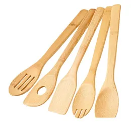 Cooking Utensils Bamboo Spoon Spata Portable Wooden Utensil Kitchen Turners Slotted Mixing Holder Shovels 6 Styles Drop Deli Dhgarden Dhadw