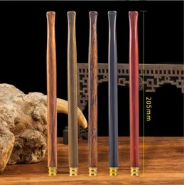 Tubos de fumar 20 cm de comprimento de cigarro de madeira de pau -rosa preta de 20 cm, duplo de propósito grosso e fumaça fina circulando e lavável filtro