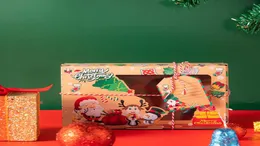 12 pçs janela transparente caixas de natal biscoito sobremesa embalagem bolo doces caso de armazenamento ano novo festival presente embrulho box6342015