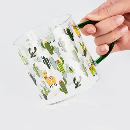 Weingläser, 1 Stück, 350 ml, 450 ml, 600 ml, große Kapazität, hitzebeständiges Glas, Kaffee, Milch, Wasser, Trinkbecher, Tasse mit Ins-Stil, Kaktus-Drucken